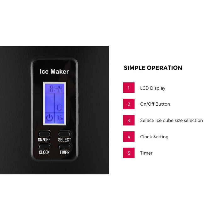 3L Portable Ice Maker Machine 15Kg Ice Cube Tray Bar Countertop Black