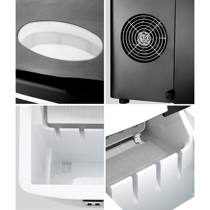 3L Portable Ice Maker Machine 15Kg Ice Cube Tray Bar Countertop Black