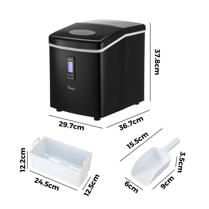3L Portable Ice Maker Machine 15Kg Ice Cube Tray Bar Countertop Black