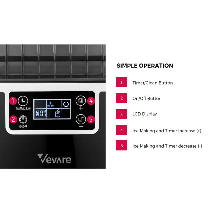 3.2L Ice Maker Machine Portable Ice Cube Tray Bar Countertop Stainless