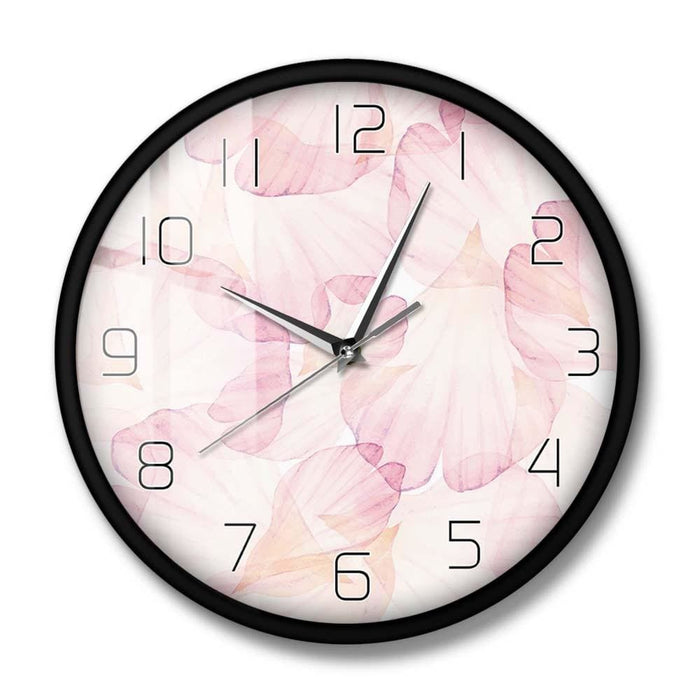 Pink Flower Petal Modern Design Wall Clock Girl Nursery