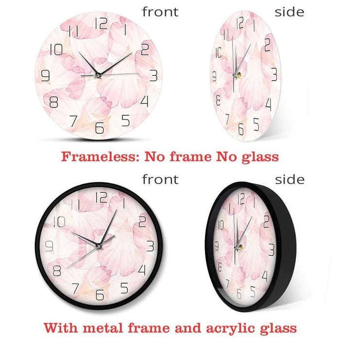 Pink Flower Petal Modern Design Wall Clock Girl Nursery