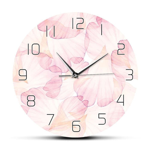 Pink Flower Petal Modern Design Wall Clock Girl Nursery