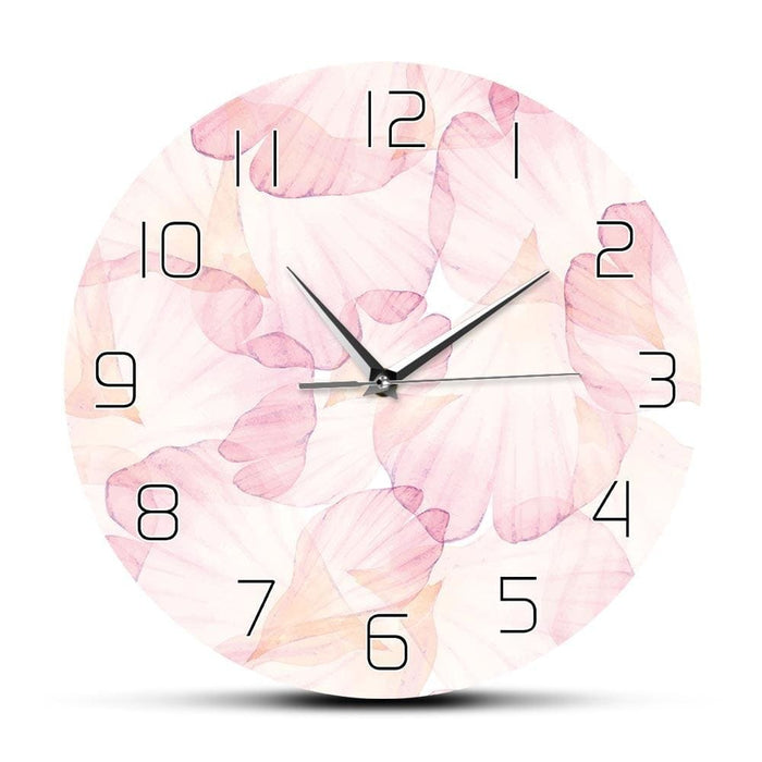 Pink Flower Petal Modern Design Wall Clock Girl Nursery
