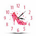 Pink Rose Petal Style High Heels Shoe Silent Wall Clock