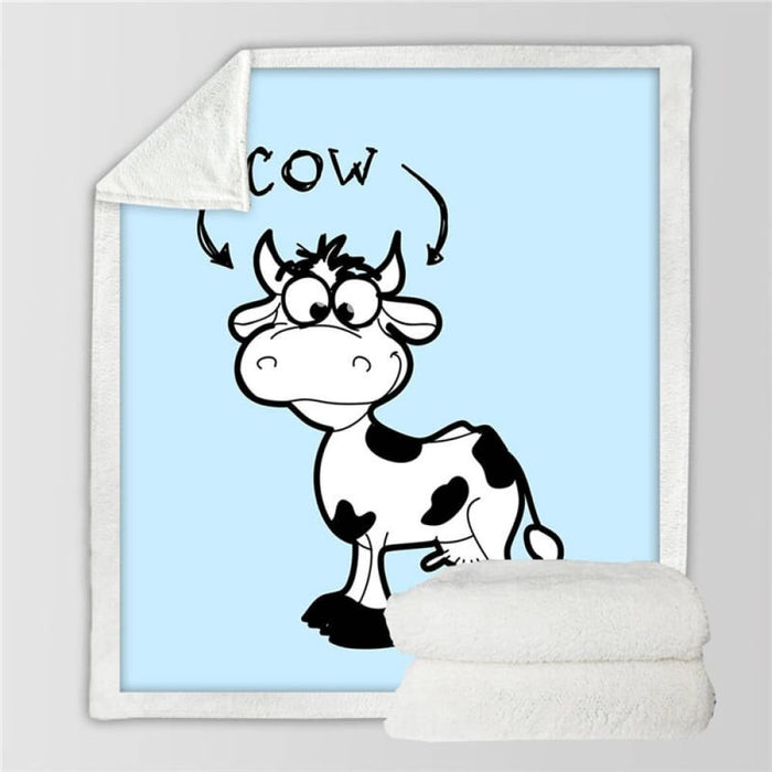 Pink Cow Sherpa Fleece Blanket Milk Cartoon Throw Cute Farm
