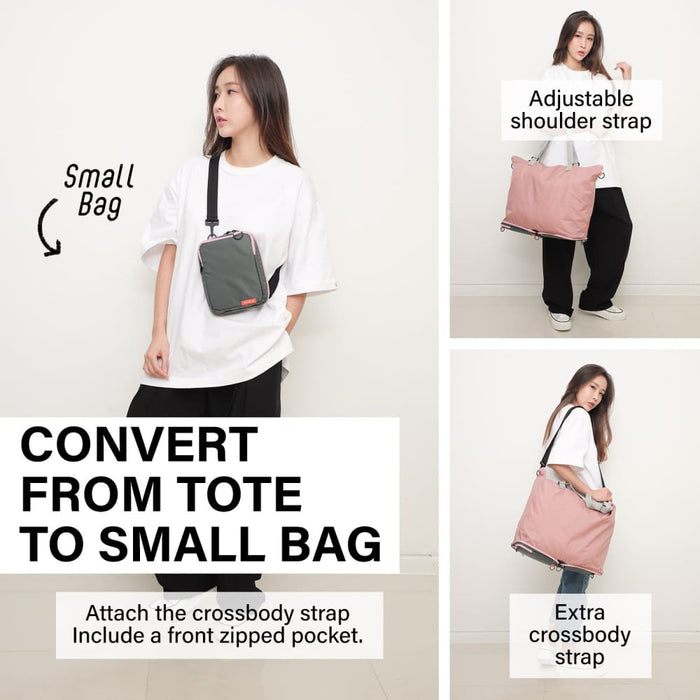 Pink Shopper Bag Tote Foldable Travel Laptop Grocery Ko-dual