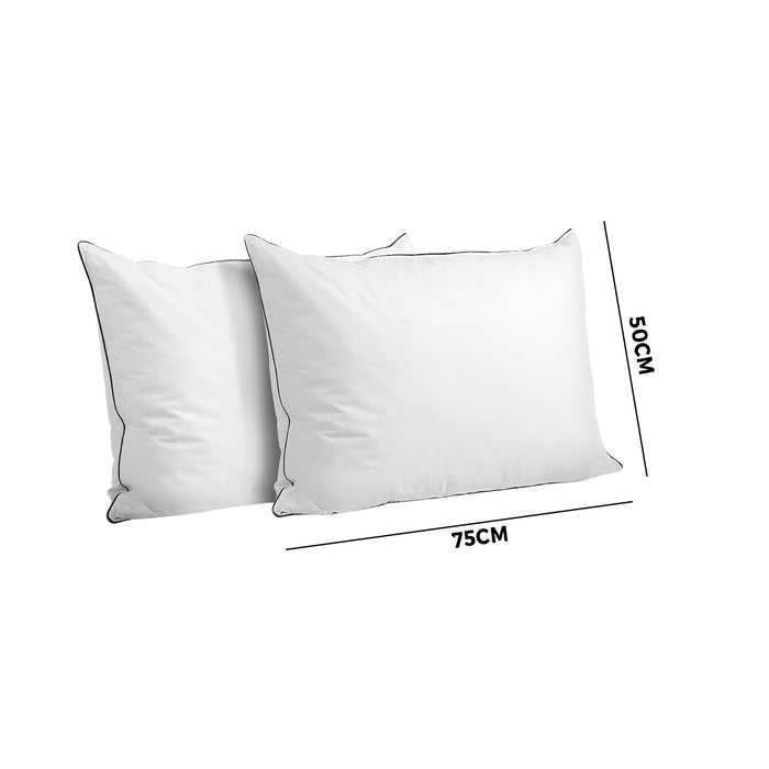 Pillow Duck Feather Down Standard Pillows Cotton Cover - Twin Pack