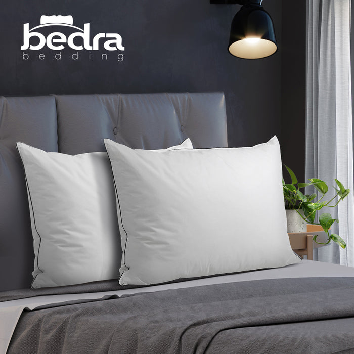 Pillow Duck Feather Down Standard Pillows Cotton Cover - Twin Pack