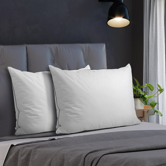 Pillow Duck Feather Down Standard Pillows Cotton Cover - Twin Pack