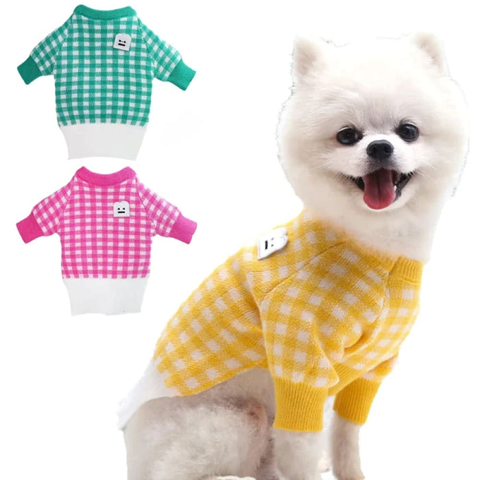 Plaid Dog Sweater For Small Breeds