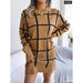 Plaid Knit Sweater Dress for Women