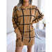 Plaid Knit Sweater Dress for Women
