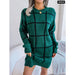 Plaid Knit Sweater Dress for Women