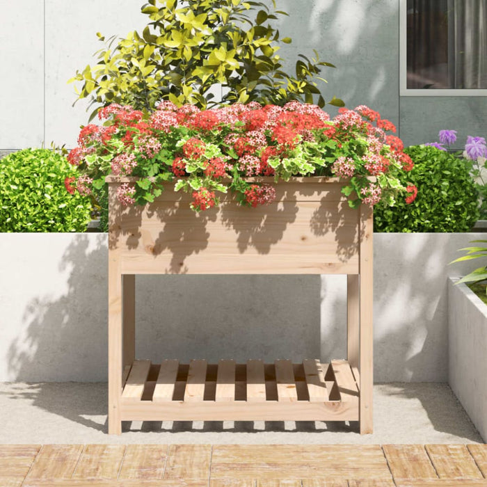 Planter with Shelf 82.5x82.5x81 Cm Solid Wood Pine Nxtika