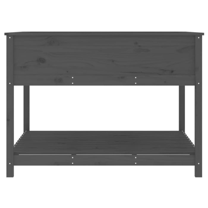 Planter with Shelf Grey 111.5x111.5x81 Cm Solid Wood Pine