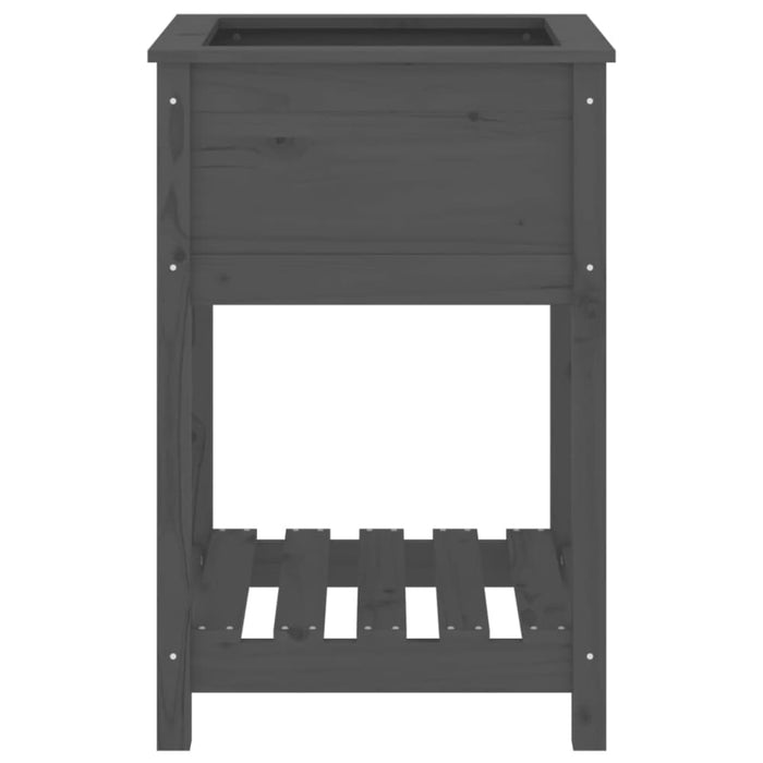 Planter with Shelf Grey 54x54x81 Cm Solid Wood Pine Nxtiip