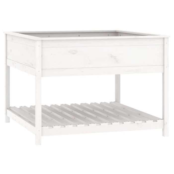 Planter with Shelf White 111.5x111.5x81 Cm Solid Wood Pine