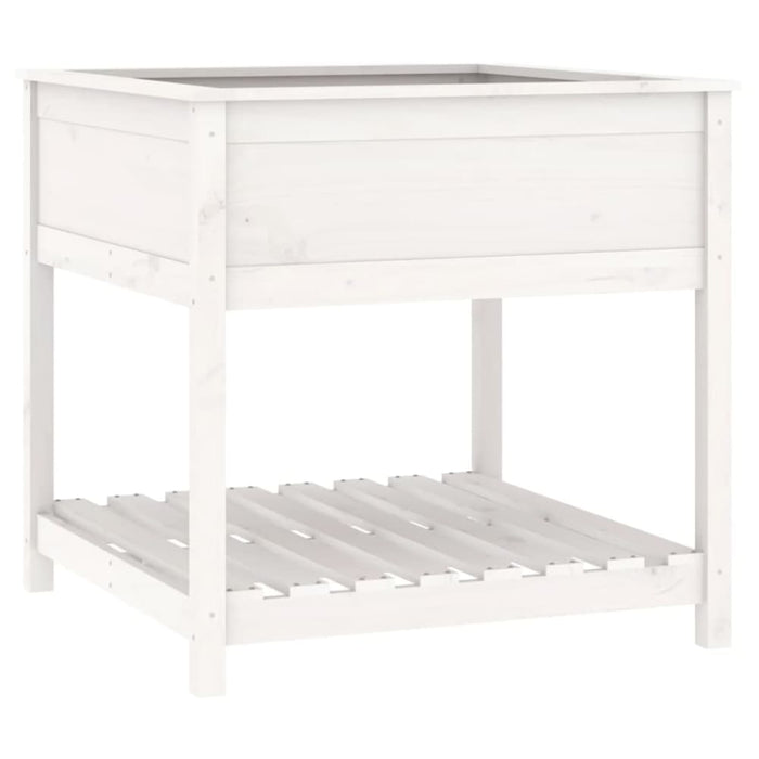 Planter with Shelf White 82.5x82.5x81 Cm Solid Wood Pine