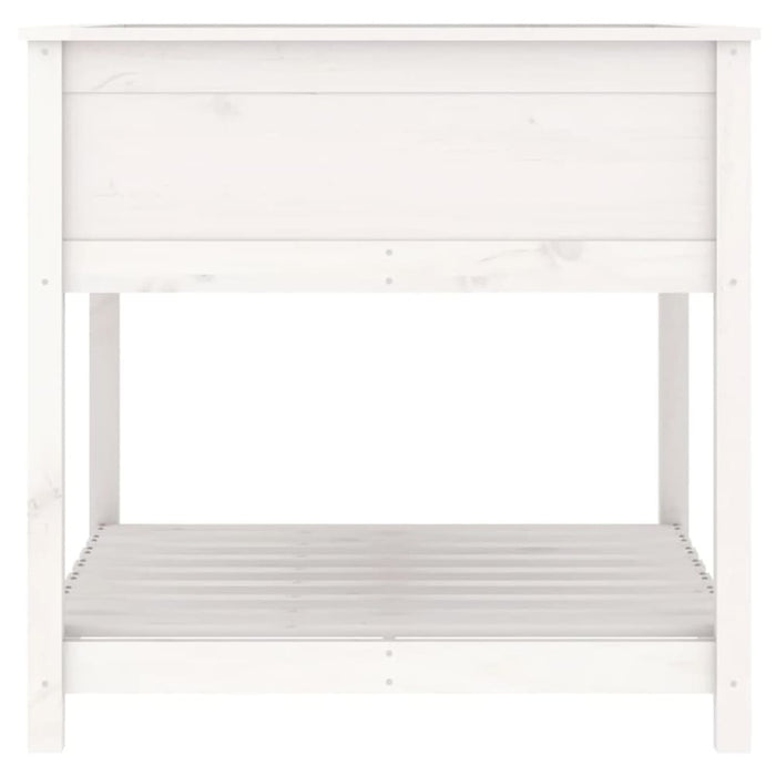 Planter with Shelf White 82.5x82.5x81 Cm Solid Wood Pine