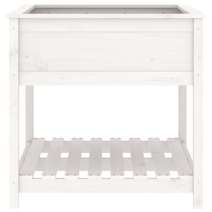 Planter with Shelf White 82.5x82.5x81 Cm Solid Wood Pine