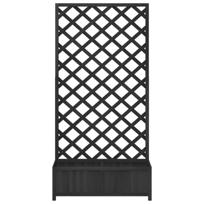 Planter With Trellis Black Solid Wood Fir Tlpano