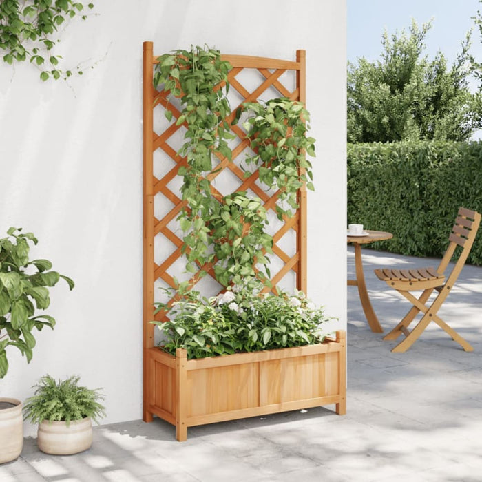 Planter with Trellis Brown Solid Wood Fir Tlpann