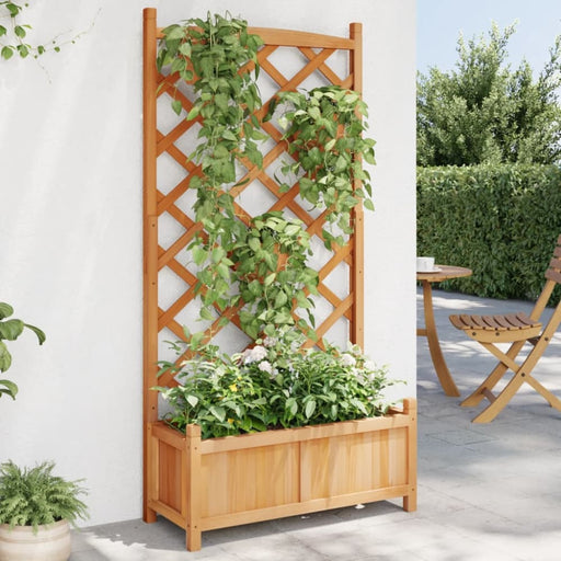 Planter with Trellis Brown Solid Wood Fir Tlpann