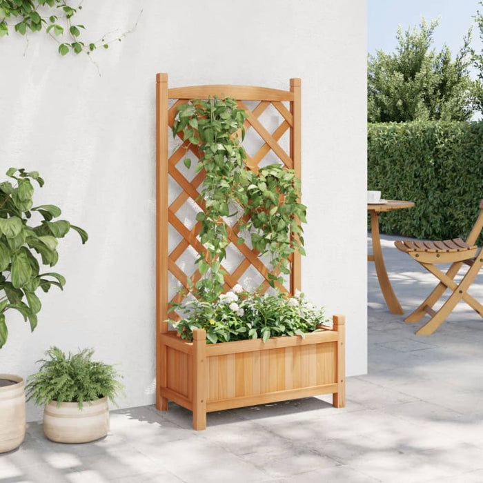 Planter with Trellis Brown Solid Wood Fir Tlpanp