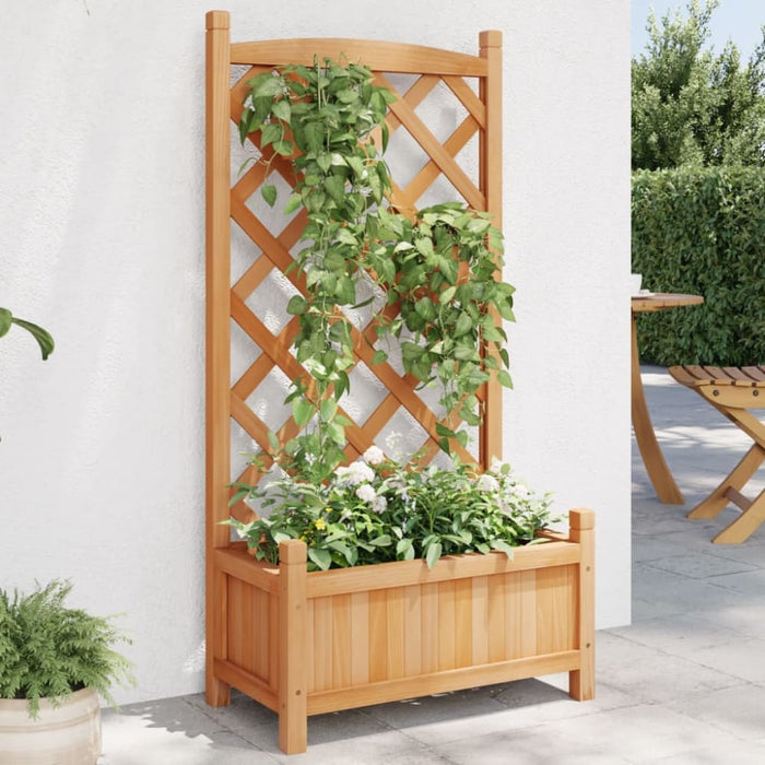 Planter with Trellis Brown Solid Wood Fir Tlpanp