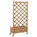 Planter With Trellis And Wheels Brown Solid Wood Fir Txbilpb