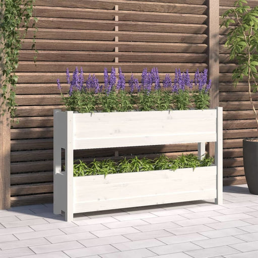Planter White 112x25x66 Cm Solid Wood Pine Nxtkxn