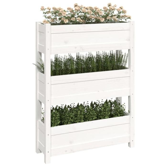 Planter White 77x25x104.5 Cm Solid Wood Pine Nxtktp