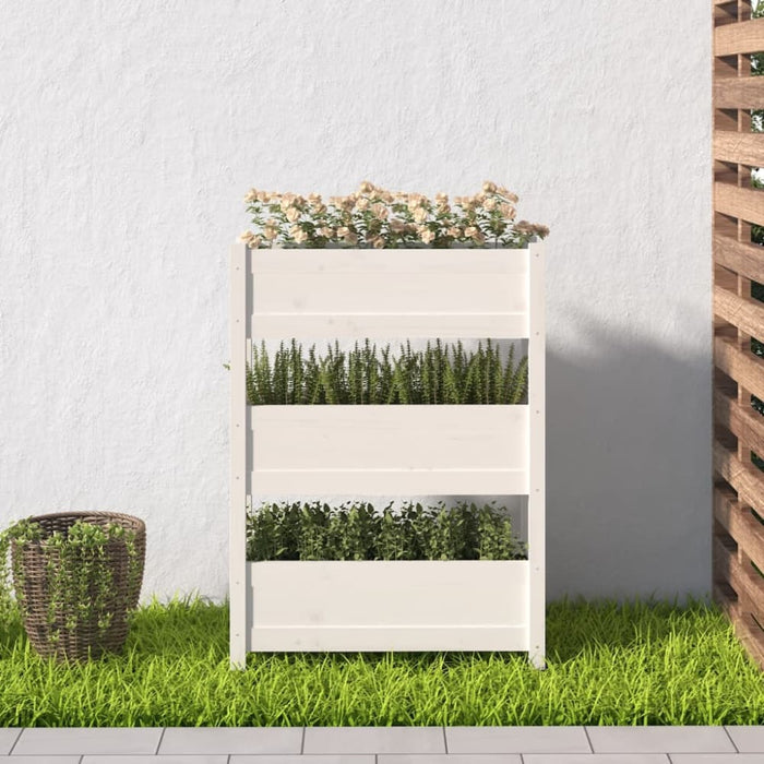 Planter White 77x25x104.5 Cm Solid Wood Pine Nxtktp