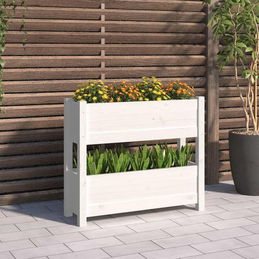 Planter White 77x25x66 Cm Solid Wood Pine Nxtkax