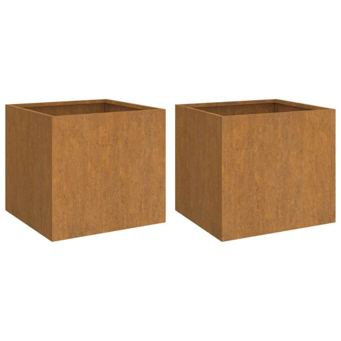 Planters 2 Pcs Grey 49x47x46 Cm Weathering Steel Nxoppx