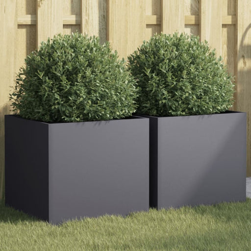 Planters 2 Pcs Anthracite 42x40x39 Cm Cold - rolled Steel