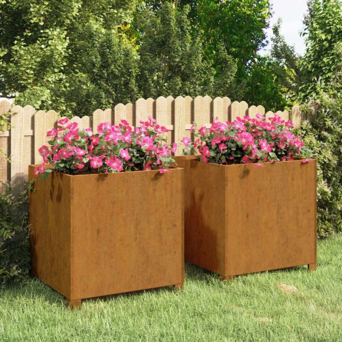 Planters with Legs 2 Pcs Grey 49x47x50 Cm Weathering Steel