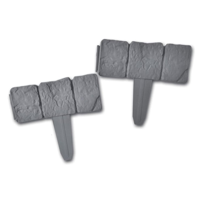 Plastic Garden Lawn Fence Stone Look 41 Pcs 10 m