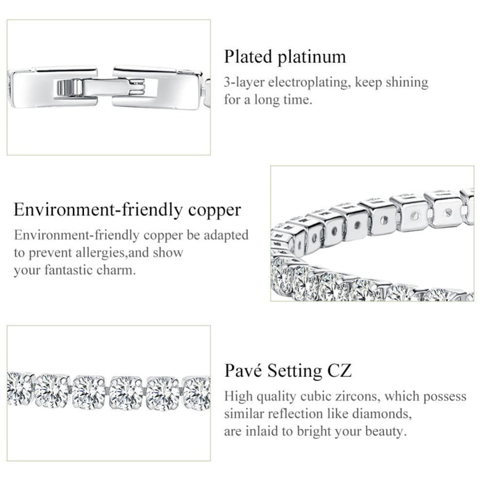 Plated Platinum 5 Colours Tennis Bracelet For Women