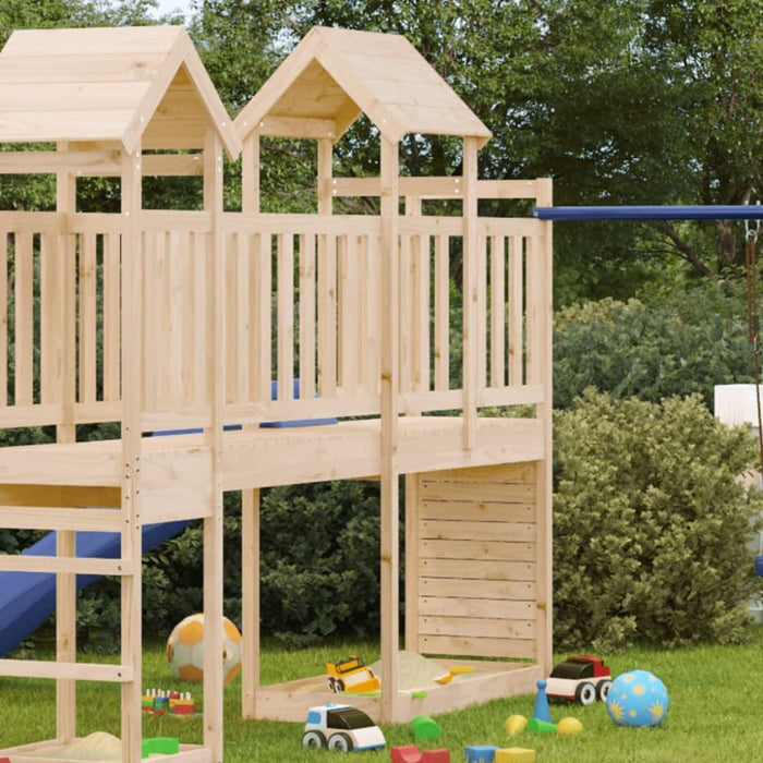 Play Tower with Rockwall 53x110.5x214 Cm Solid Wood Pine