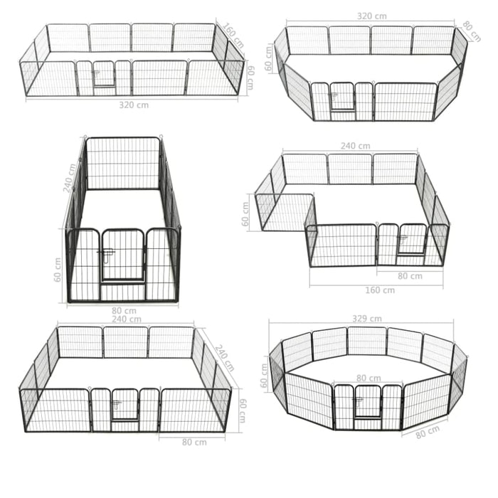 Dog Playpen 12 Panels Steel Black Oibpit