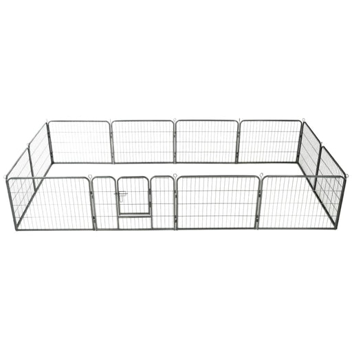 Dog Playpen 12 Panels Steel Black Oibpit