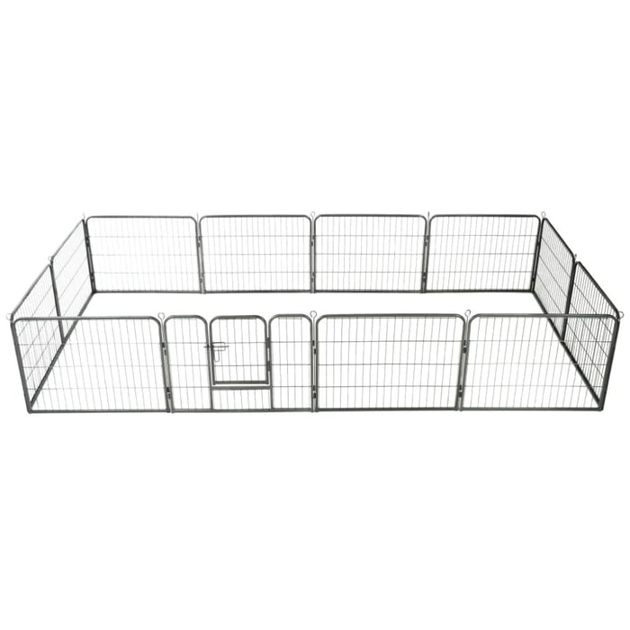 Dog Playpen 12 Panels Steel Black Oibpit