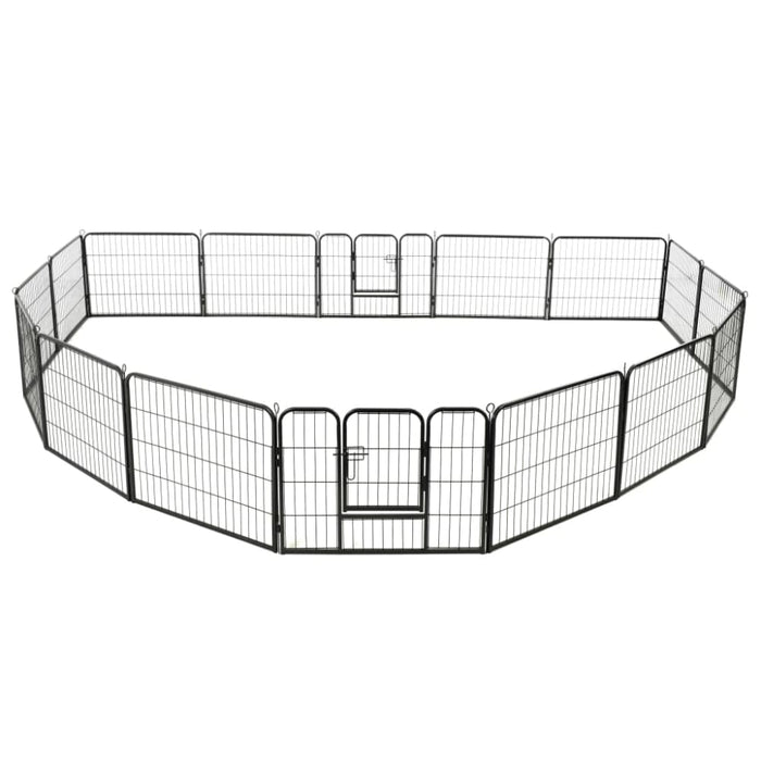 Dog Playpen 16 Panels Steel 60x80 Cm Black Xipakx