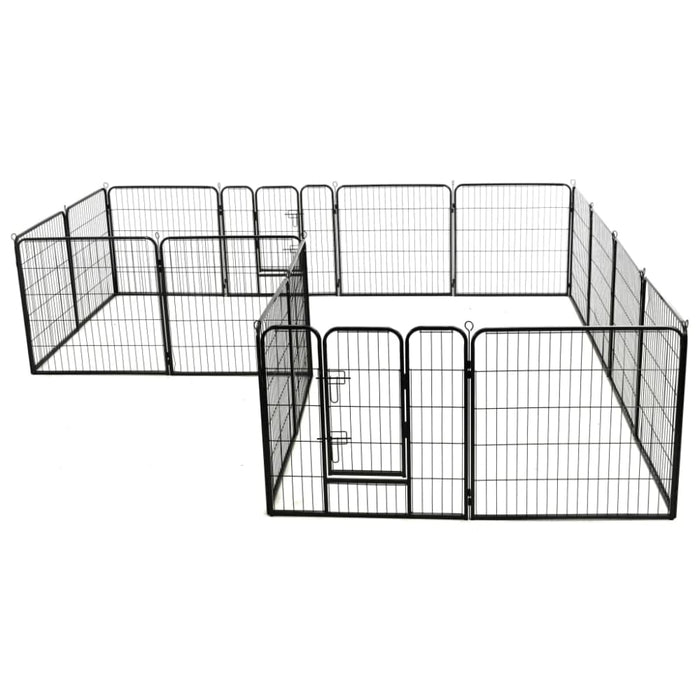 Dog Playpen 16 Panels Steel Black Xipako
