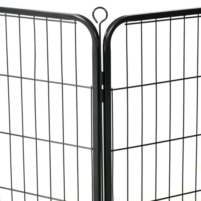 Dog Playpen 16 Panels Steel Black Xipako