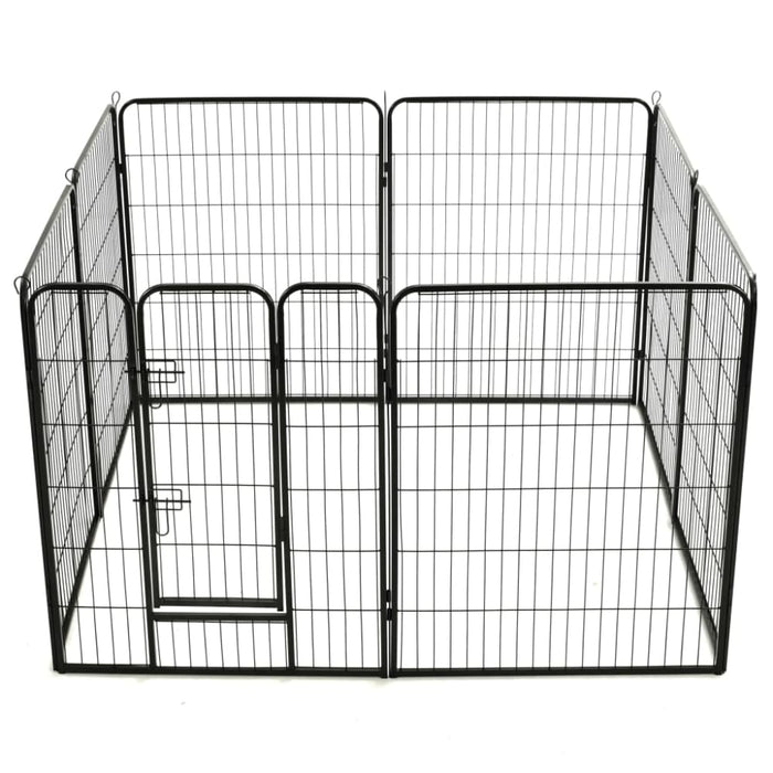 Dog Playpen 8 Panels Steel Black Oibpia