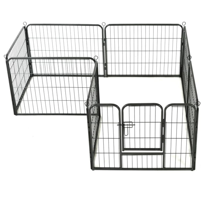 Dog Playpen 8 Panels Steel Black Oibpix