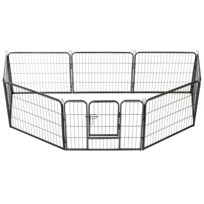 Dog Playpen 8 Panels Steel Black Oibpix